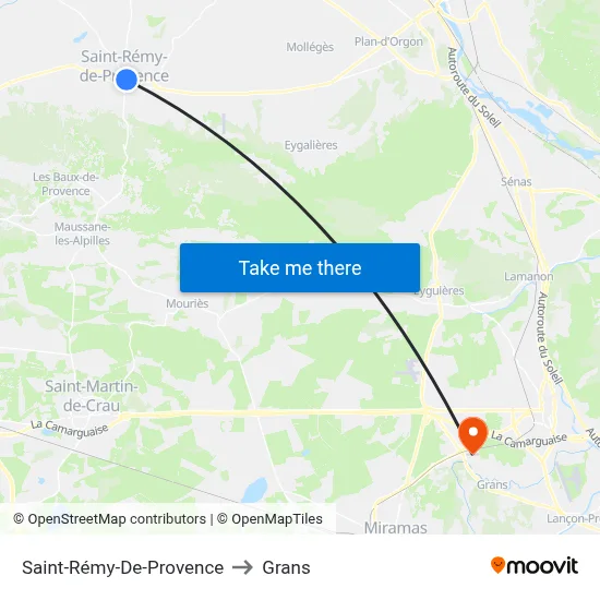 Saint-Rémy-De-Provence to Grans map