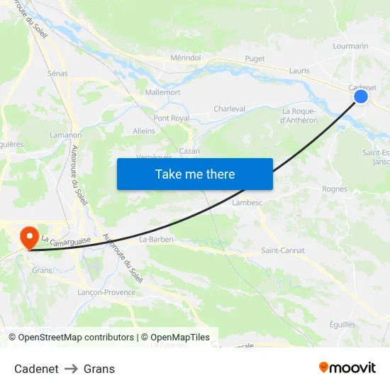 Cadenet to Grans map
