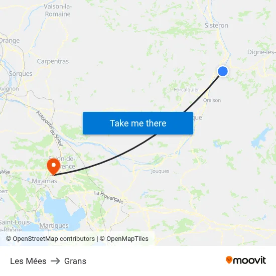 Les Mées to Grans map