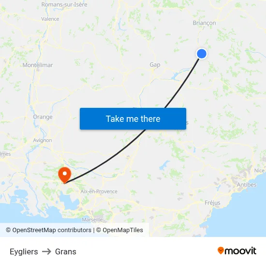 Eygliers to Grans map