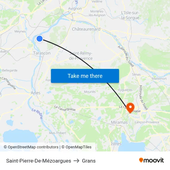 Saint-Pierre-De-Mézoargues to Grans map