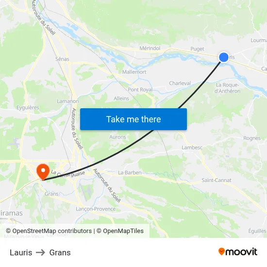 Lauris to Grans map
