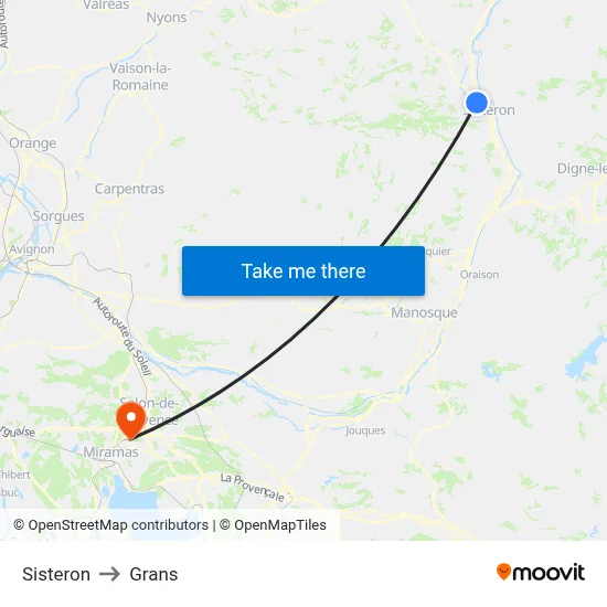 Sisteron to Grans map