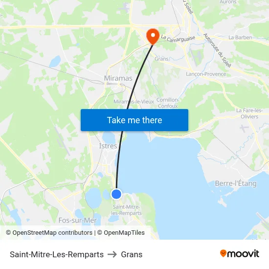 Saint-Mitre-Les-Remparts to Grans map