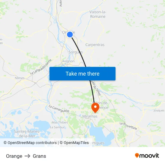 Orange to Grans map