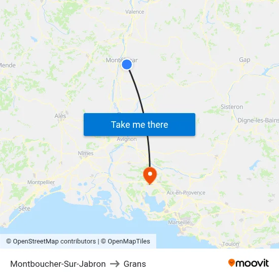 Montboucher-Sur-Jabron to Grans map
