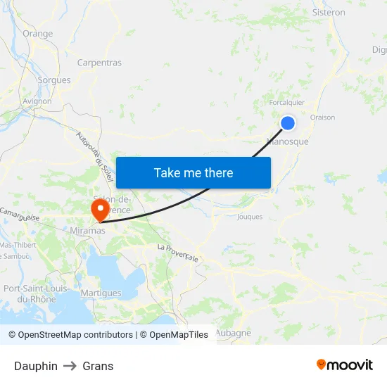 Dauphin to Grans map