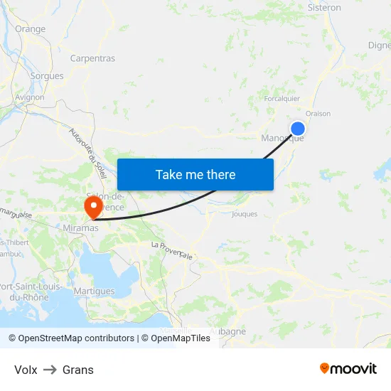 Volx to Grans map