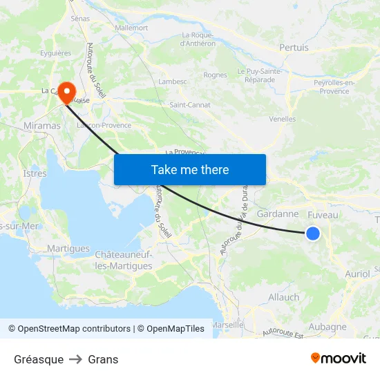 Gréasque to Grans map