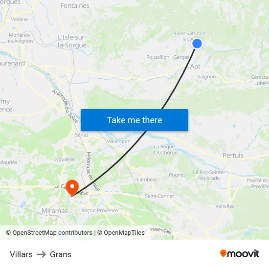 Villars to Grans map