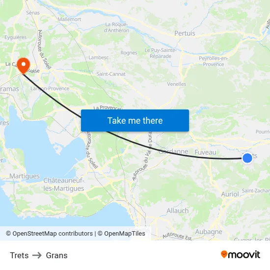 Trets to Grans map