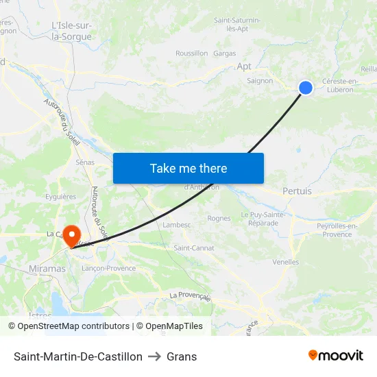 Saint-Martin-De-Castillon to Grans map