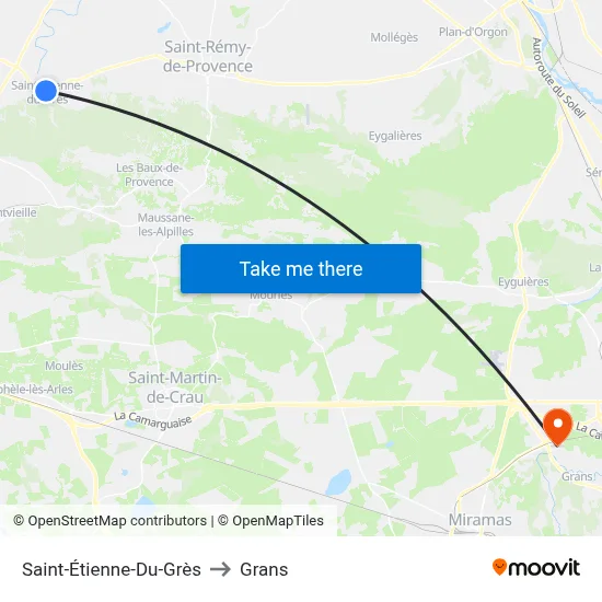 Saint-Étienne-Du-Grès to Grans map