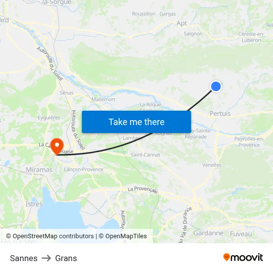 Sannes to Grans map