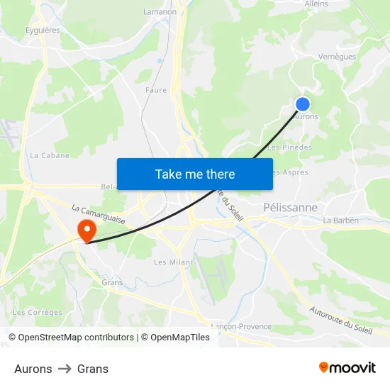Aurons to Grans map