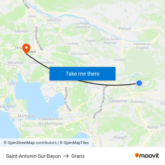 Saint-Antonin-Sur-Bayon to Grans map