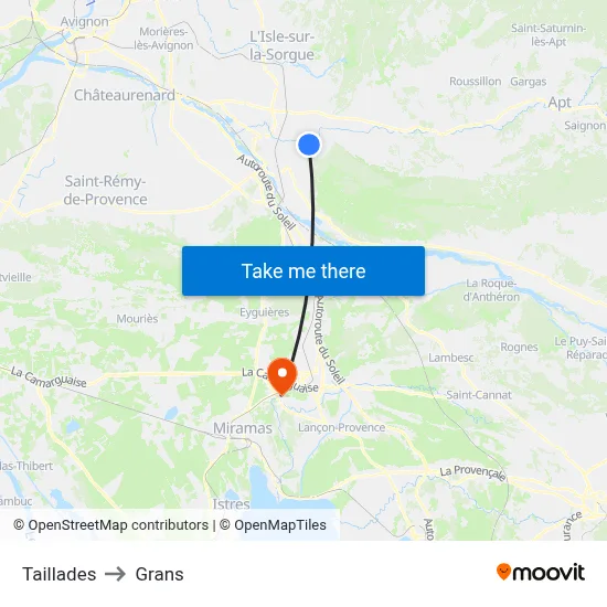 Taillades to Grans map