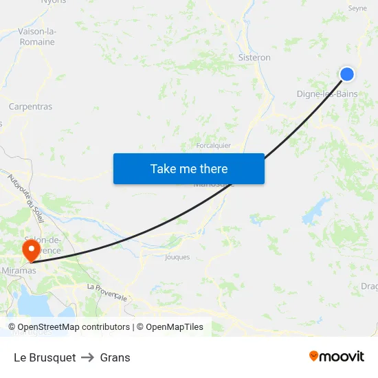 Le Brusquet to Grans map