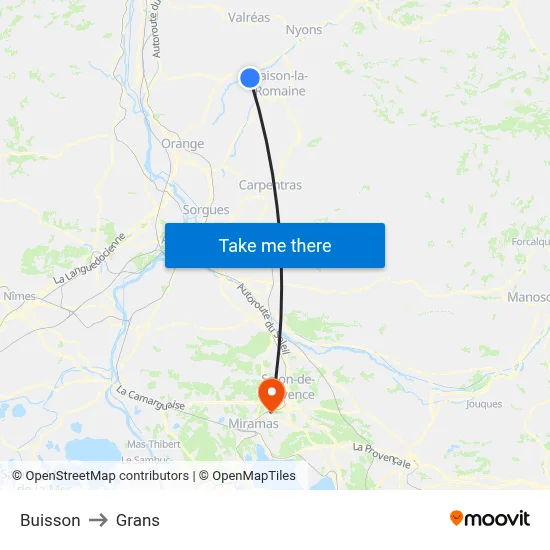 Buisson to Grans map