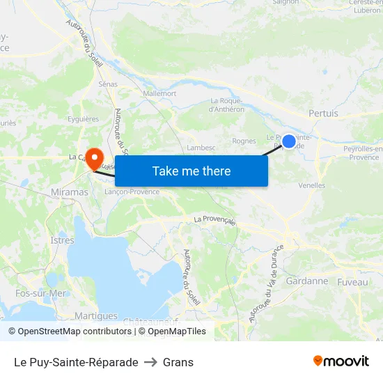 Le Puy-Sainte-Réparade to Grans map