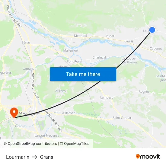Lourmarin to Grans map