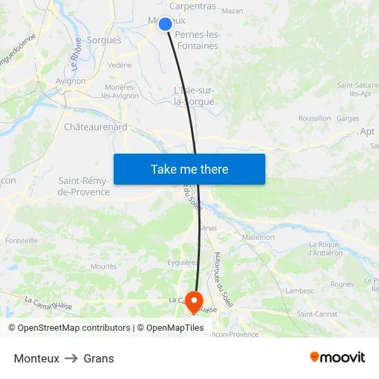 Monteux to Grans map