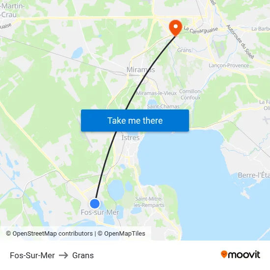 Fos-Sur-Mer to Grans map