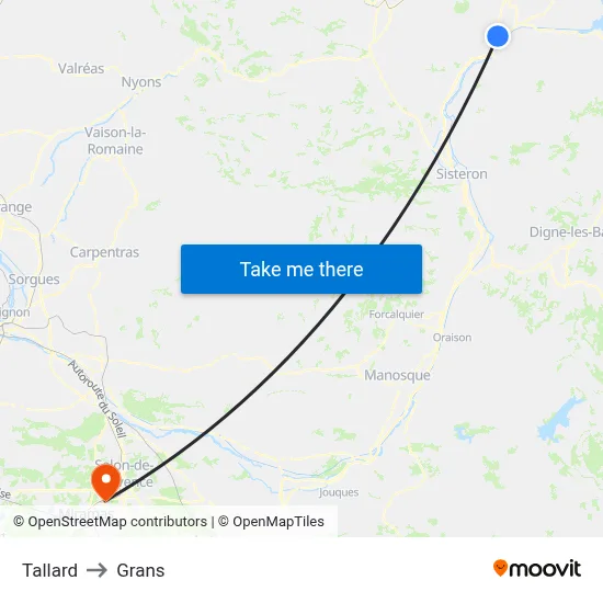 Tallard to Grans map