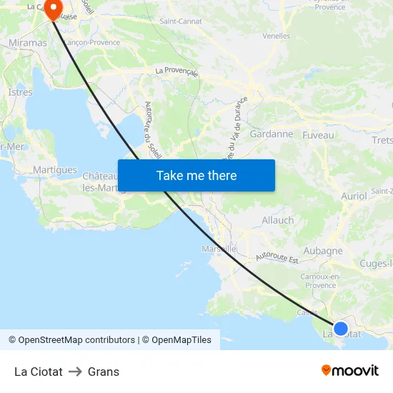 La Ciotat to Grans map