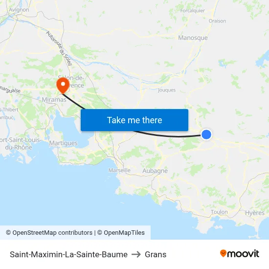 Saint-Maximin-La-Sainte-Baume to Grans map