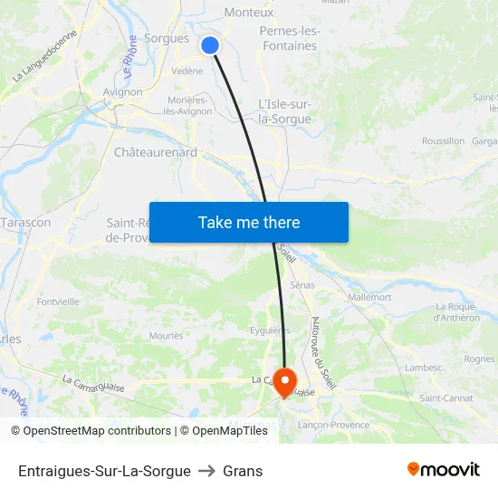 Entraigues-Sur-La-Sorgue to Grans map