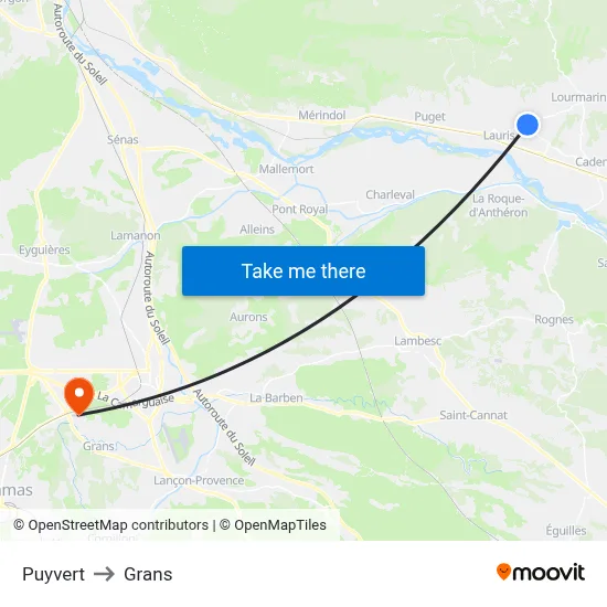 Puyvert to Grans map