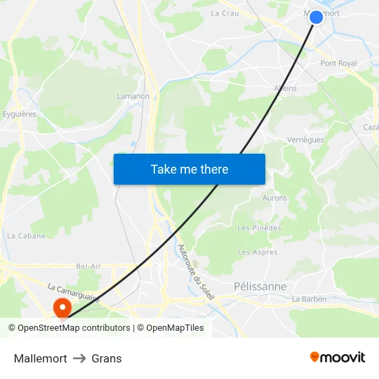 Mallemort to Grans map
