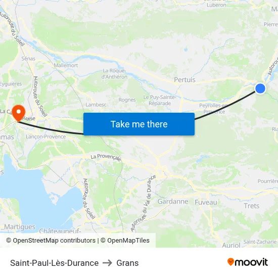 Saint-Paul-Lès-Durance to Grans map