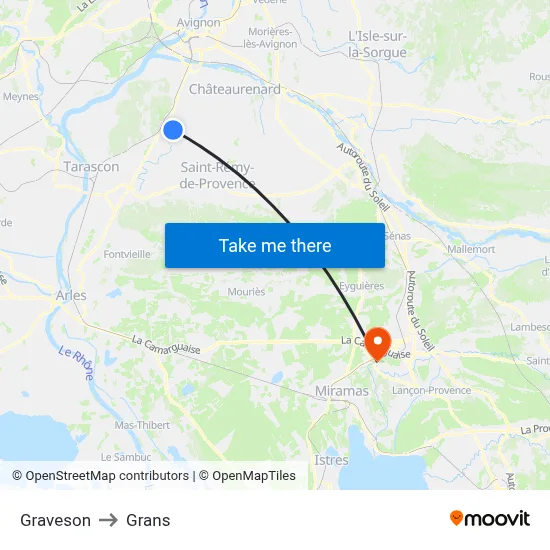 Graveson to Grans map