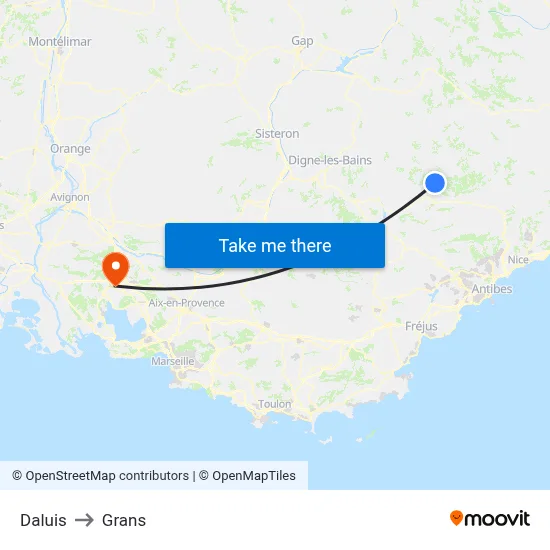Daluis to Grans map