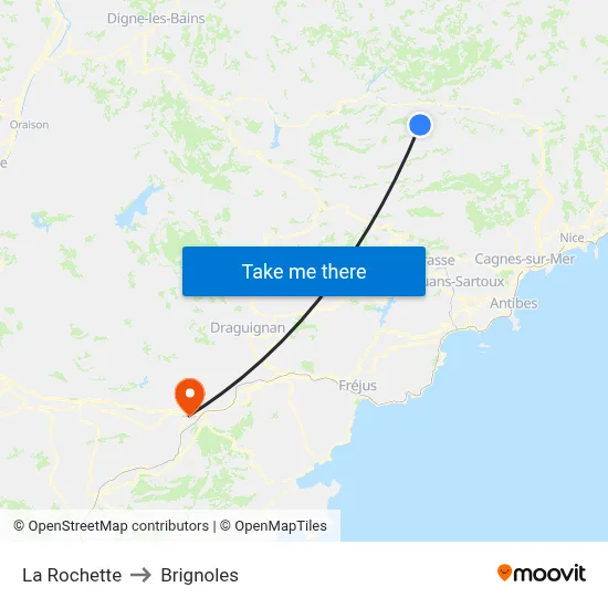 La Rochette to Brignoles map