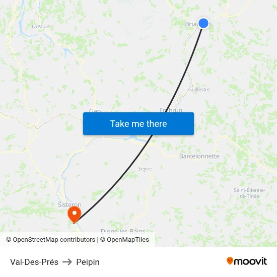 Val-Des-Prés to Peipin map