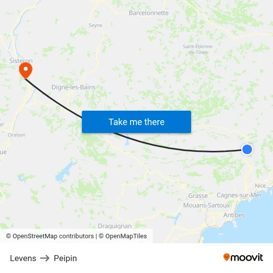 Levens to Peipin map
