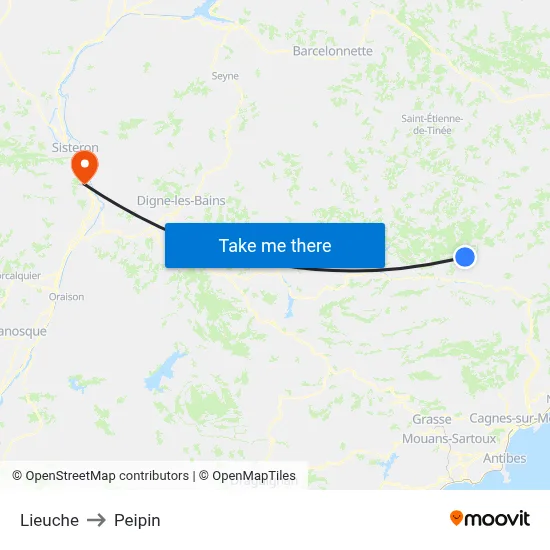 Lieuche to Peipin map