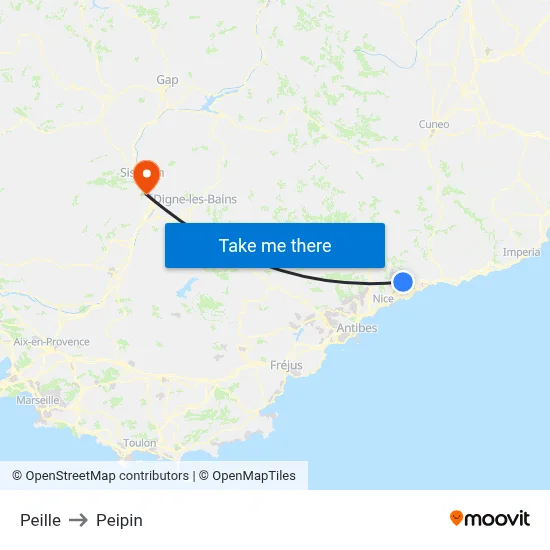 Peille to Peipin map