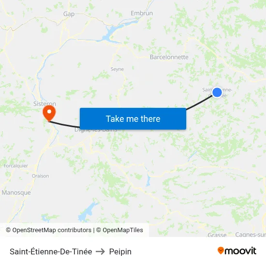 Saint-Étienne-De-Tinée to Peipin map