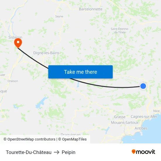 Tourette-Du-Château to Peipin map