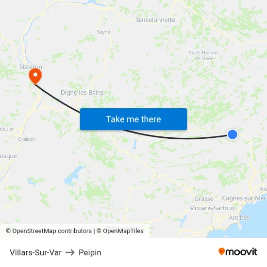 Villars-Sur-Var to Peipin map
