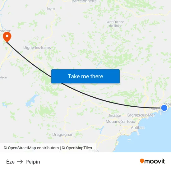 Èze to Peipin map