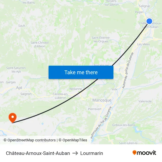 Château-Arnoux-Saint-Auban to Lourmarin map