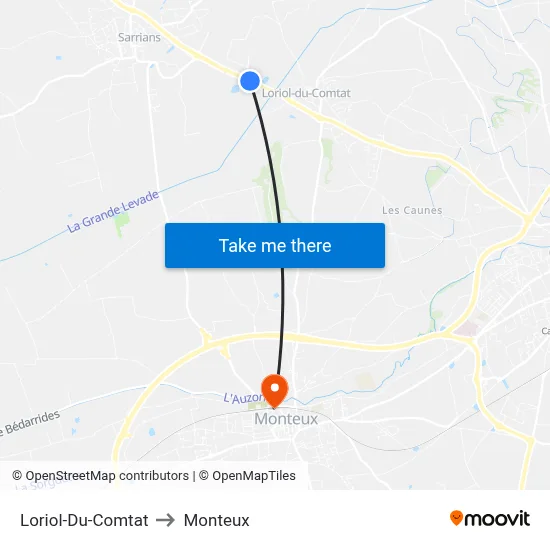 Loriol-Du-Comtat to Monteux map
