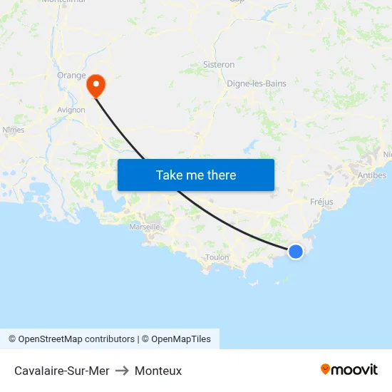 Cavalaire-Sur-Mer to Monteux map