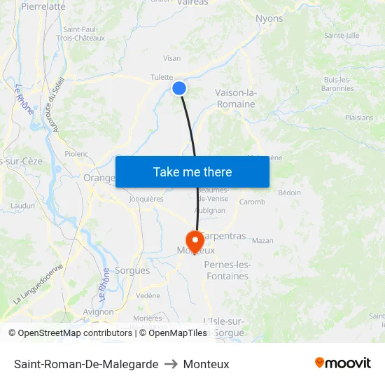 Saint-Roman-De-Malegarde to Monteux map