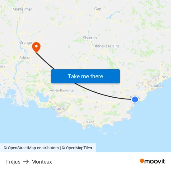 Fréjus to Monteux map